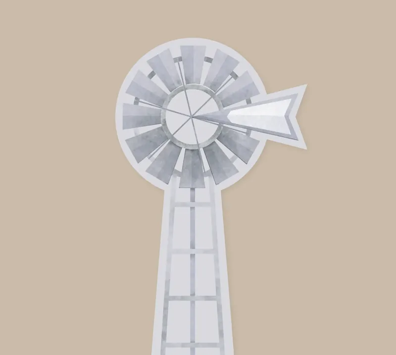 Windmill layer: a galvanized farm windmill.